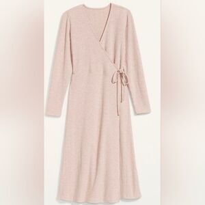 Old Navy Tan Long Sleeve Wrap Dress